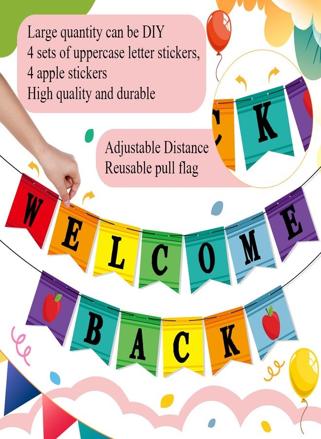 Mooliwe Classroom Decor DIY Banner, Welcome Back to School Party Supply Custom Hanging Bunting Garland Kit with Letters for First Day of School Ambience Celebration Decoration(Colorful,Brush) - Image 3